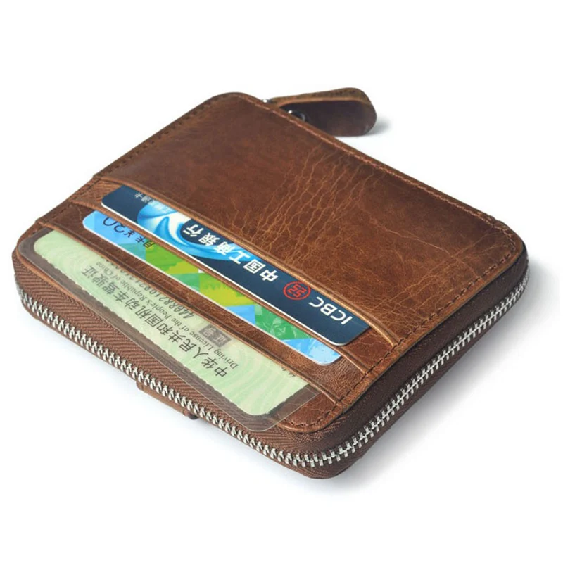 NEW Large Capacity Leather Credit Card Case Men Convenient Zipper ID Pocket Cash Card Holder ...