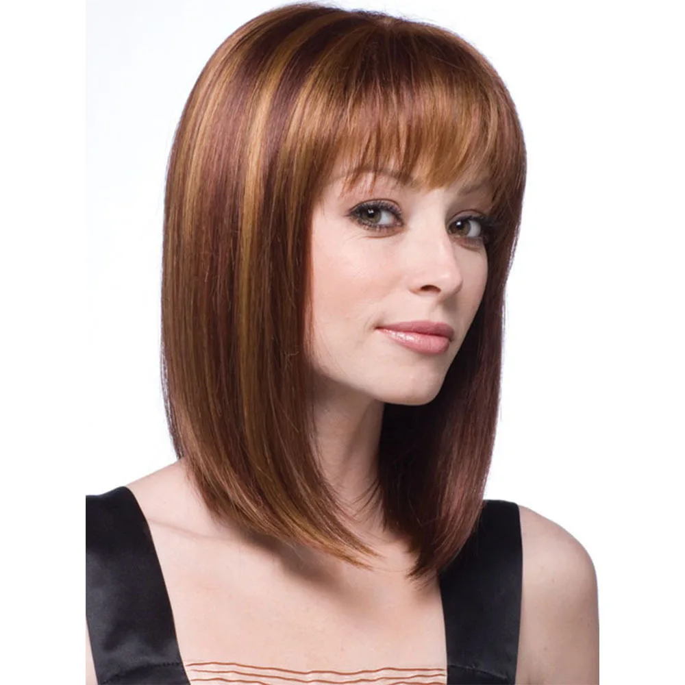 

Wig Long Brown and Light Gold Women's Fashion Straight Hair Wig Wigs for Women American