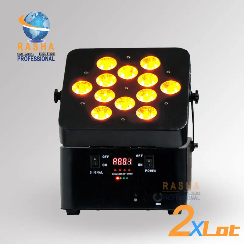 

2X Lot Quad 12*10W RGBA/RGBW Battery Powered Wireless DMX512 LED Par Light Freedom LED Slim Par Can Long 8-10 hours Backup