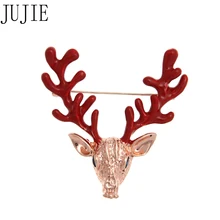 JUJIE Fashion Deer Brooches For Women 2020 Enamel Animal Jewelry Gift Pins jujie fashion crystal deer brooches coat clothing scarf lapel pins elk corsage fashion jewelry