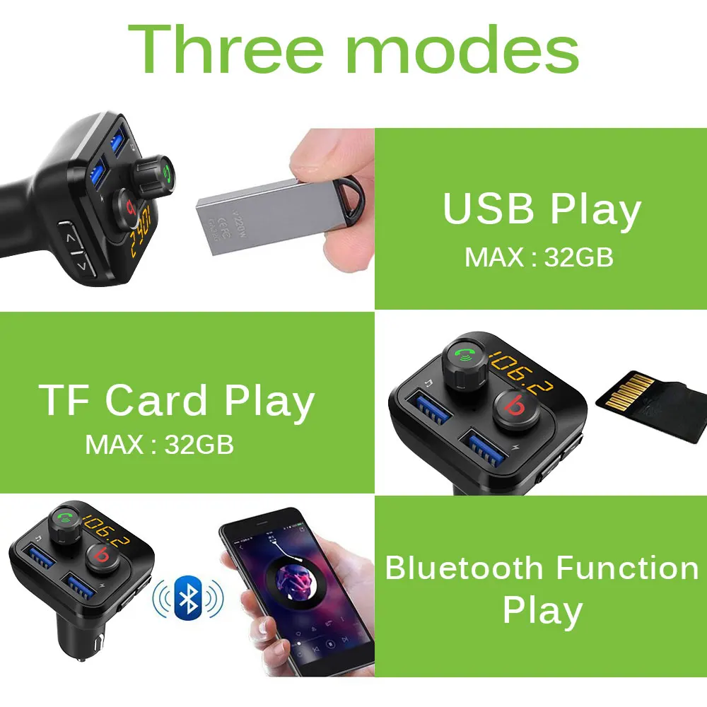Автомобильный комплект Vehemo MP3 бас FM передатчик Handsfree Bluetooth портативный 5 В/3 4 А