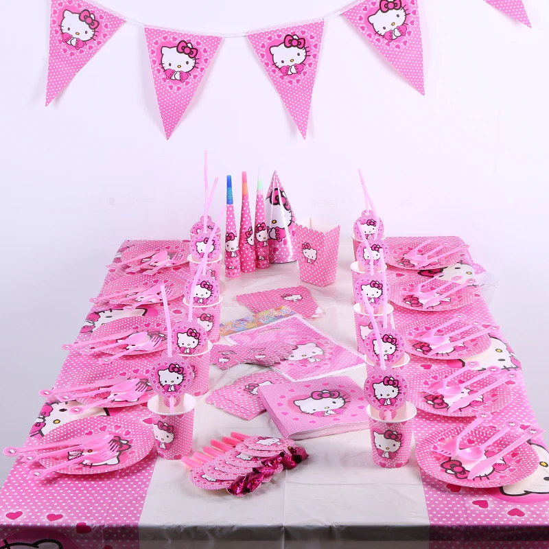 

XI.BAO Lovely Cartoon Cat Theme Party/Cup/Tablecloth/Disposable Tableware Sets Child Birthday Party Decoration Supplies Gift