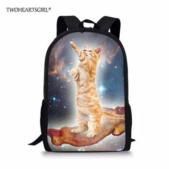 

TWOHEARTSGIRL Preppy Style Girls Cat Backpack Trendy Fashion Little Kids School Bagpack Children Back Mochila escolar infantil