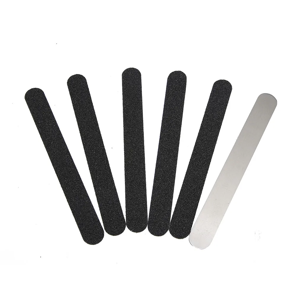 

New 6pcs Women Ladies Black Replaceable Stainless Steel Sanding Strip Nail Tools Manicure Tool FFE13