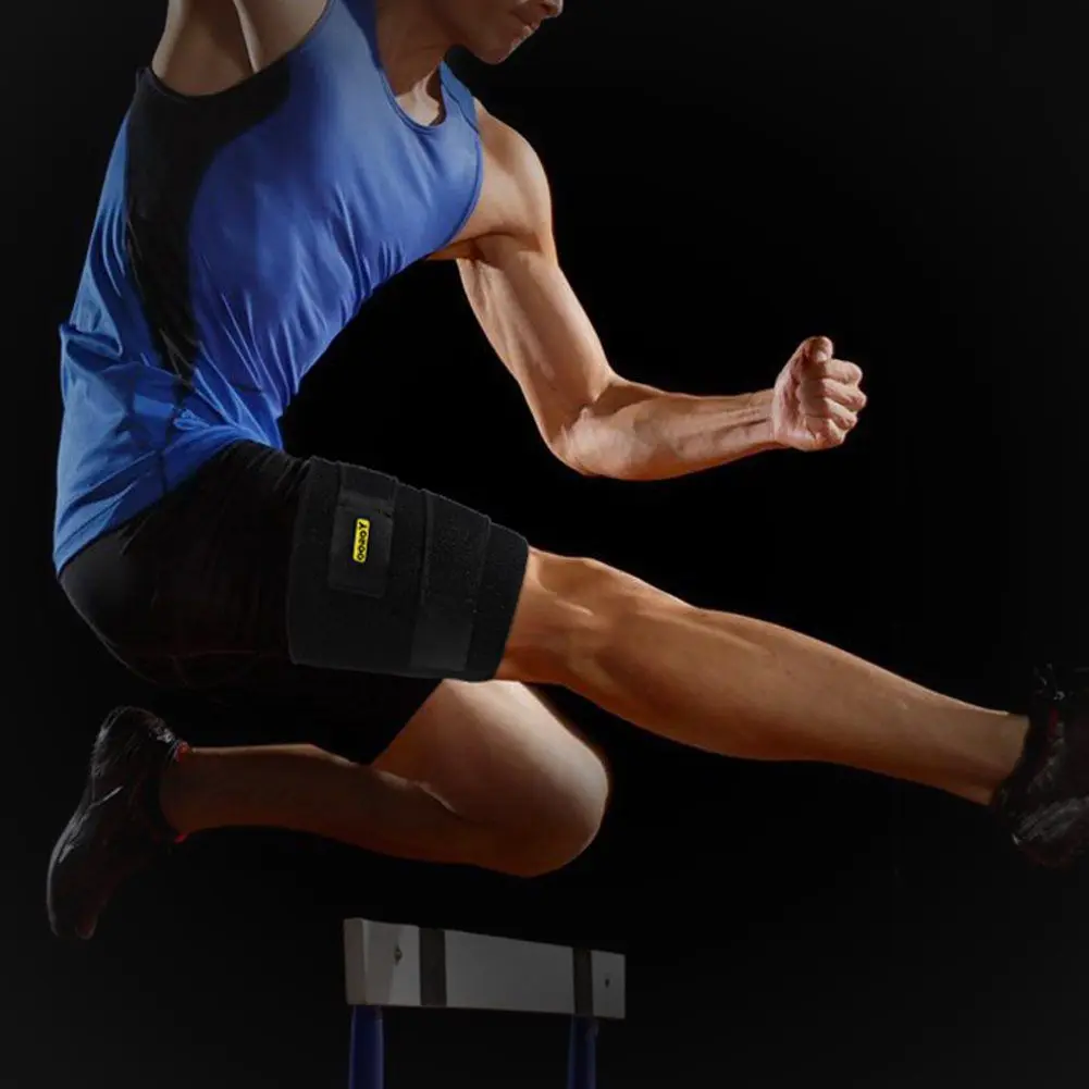 

LGFM-WooTShu Thigh Brace with Silicone Anti-slip Strips Adjustable Hamstring Compression Wrap for Pulled Injury Strain Tendoni