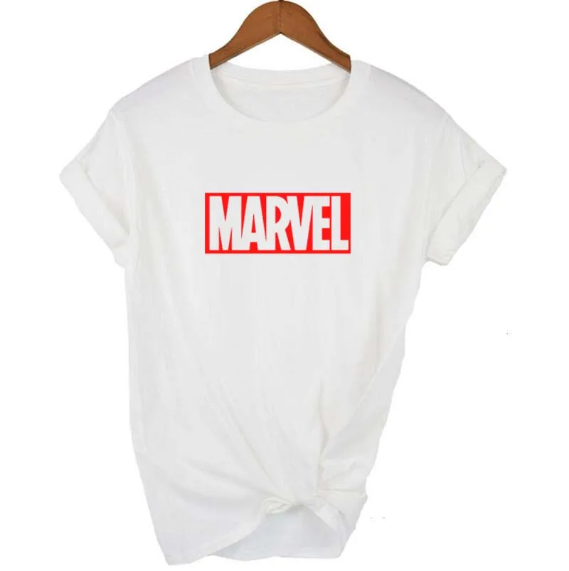 

Disney Marvel Logo printed tshirts cotton women Tshirt women clothes 2019 cute t-shirt Short Sleeve Loose Tops Graphic Tees