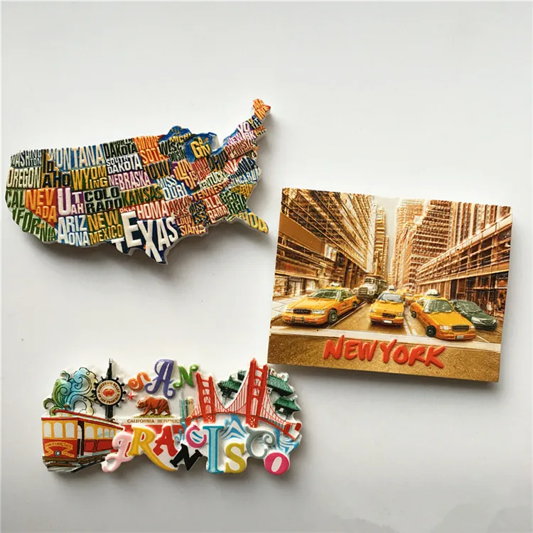 Сан-Франсиско, Нью-Йорк, США, 3D магниты на холодильник из смолы, туристические сувениры, магнитные наклейки на холодильник, домашний декор