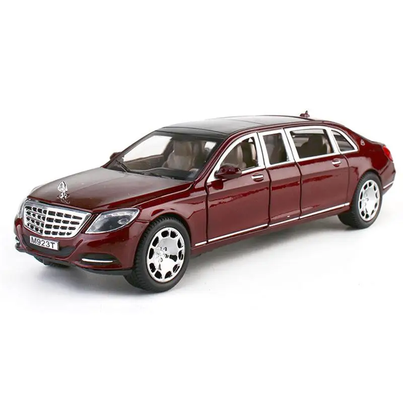 Реалистичный изысканный 1/24 Maybach S600 pullman металлический литой под давлением сплав модель Автомобильный светильник и звук вытяжной автомобиль коллекционная игрушка подарок - Цвет: Red