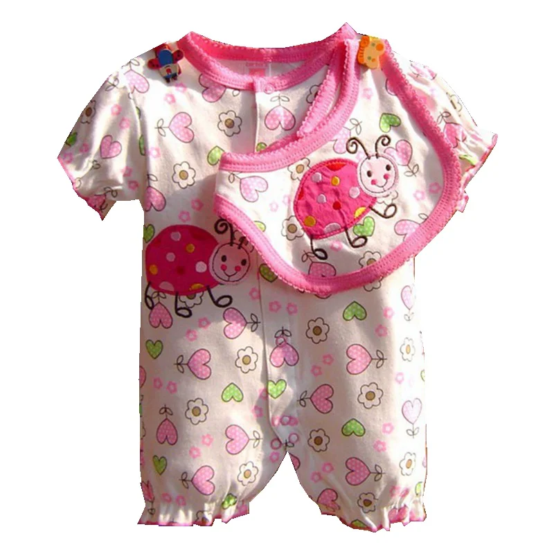 

Cute Ladybug Baby Girl Clothes Sets Enfant Romper Bib Children Suit Roupas De Bebe Summer Infant Clothing Girls Clothes 2017