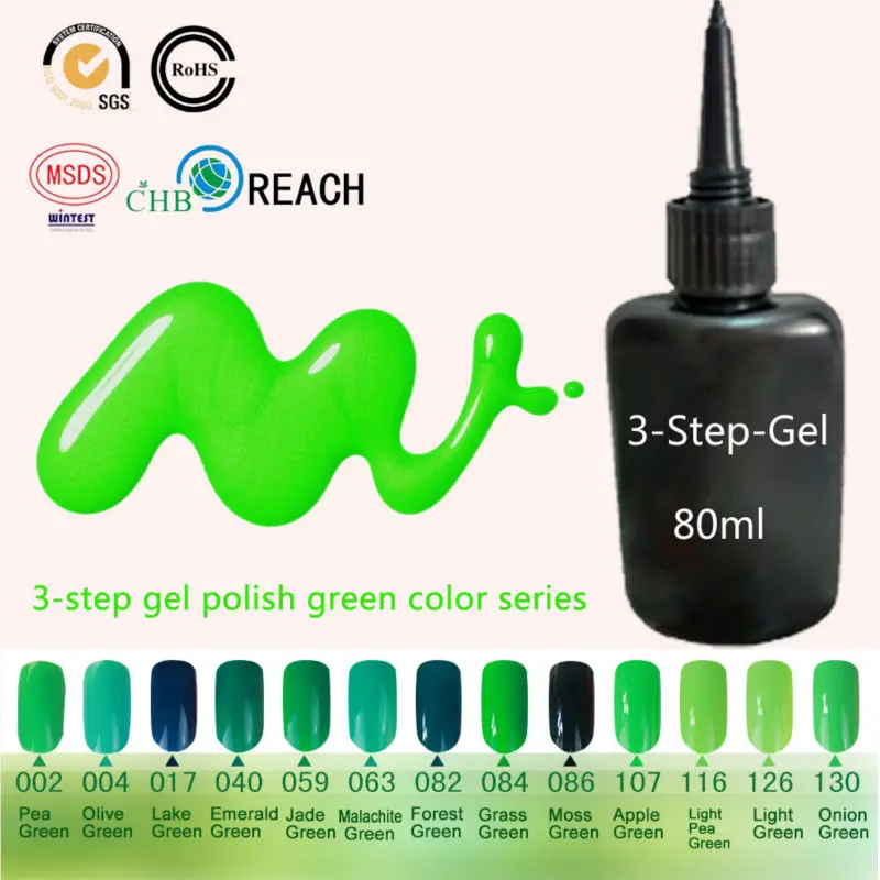 80ml Professional Nail Gel Green Nail Polish UV Unha de Gel Nail