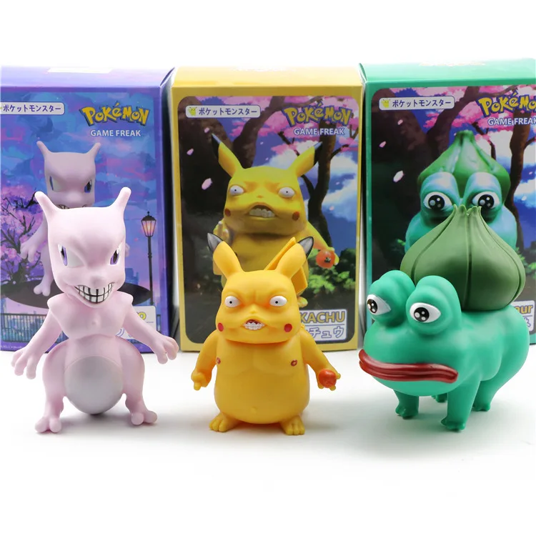 

13cm PVC Bulbasaur Mewtwo Wretched Spoof Series Toy Doll Model cute hot new cartoon movie positive energy christmas gift kid