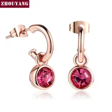 ZHOUYANG ZYE606 серьги с кристаллами цвета розового золота ювелирные изделия сделаны с настоящими Австрийскими кристаллами