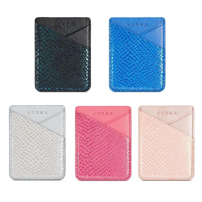 

1Pc PU Leather Ultra Slim Mobile Phone ID Card Holder Wallet Credit Back Pocket Adhesive Sticker Beauty Bag