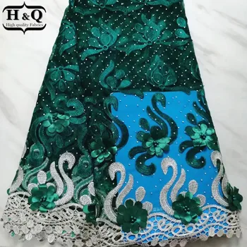 

2019 3D Applique Lace Fabric With Stones 5 Yards/Piece High Quality African Guipure Lace Tulle Lace With Beads For Beaded Dress