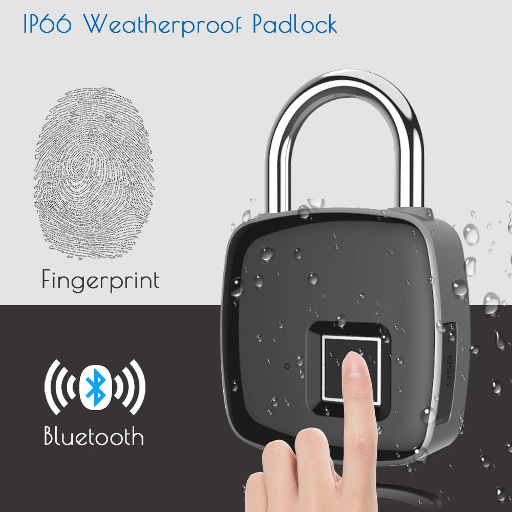 Smart Bluetooth Padlock Wireless Electri Door/Luggage/Case Fingerprint Lock USB Rechargeable Wifi Digital Biometric Padlocks Smart Bluetooth Padlock Wireless Electri Door/Luggage/Case Fingerprint Lock USB Rechargeable Wifi Digital Biometric Padlocks