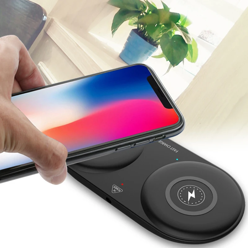 

10W Dual Seat Qi Wireless Charger For iPhone X 8 Samsung S9 S8 Note 8 Fast Charging Wireless Charging pad Desktop Charger