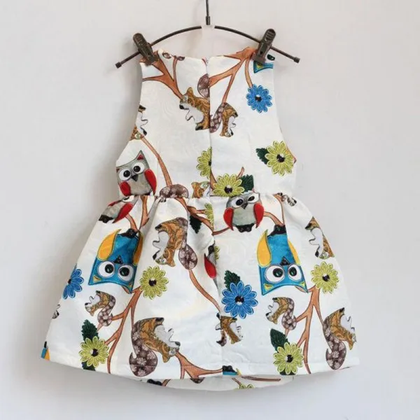 

Cute Kids Baby Girls Dress Sleeveless Owl Print Tutu Dress Party Kids Girl Clothes Brand New