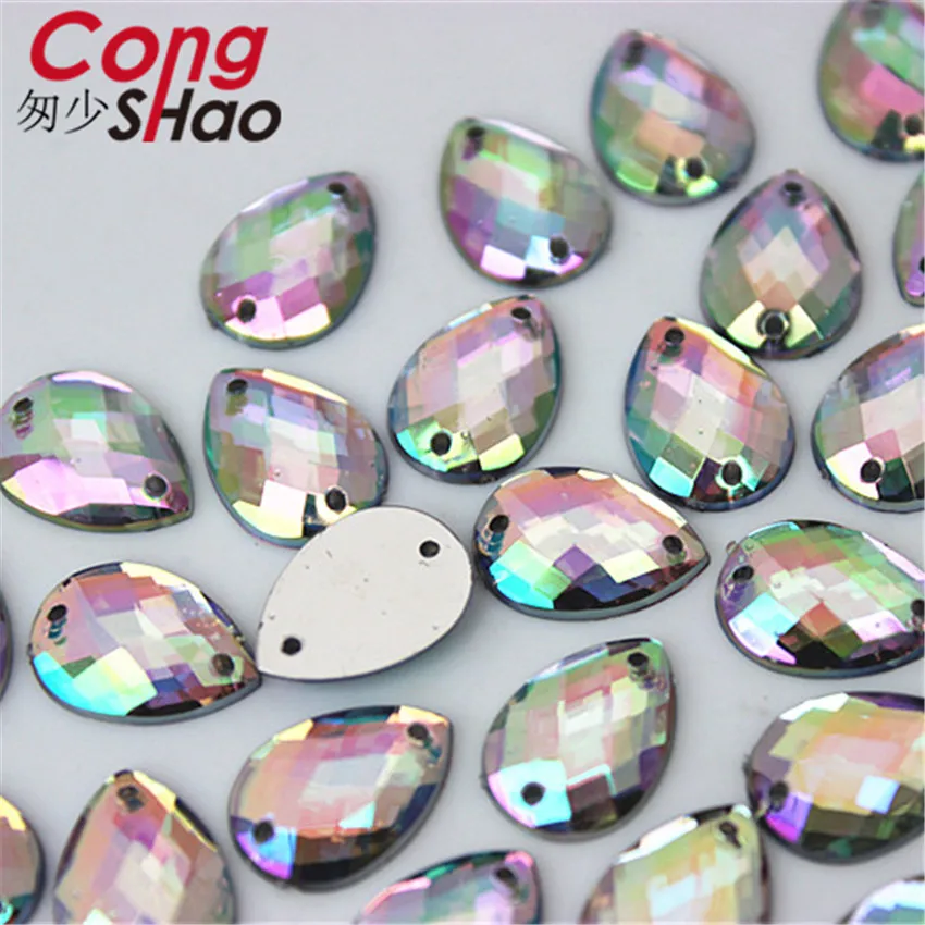 Цветные акриловые стразы Cong Shao ZZ601 с плоской задней стороной 50 шт. 10*14 мм Отделка