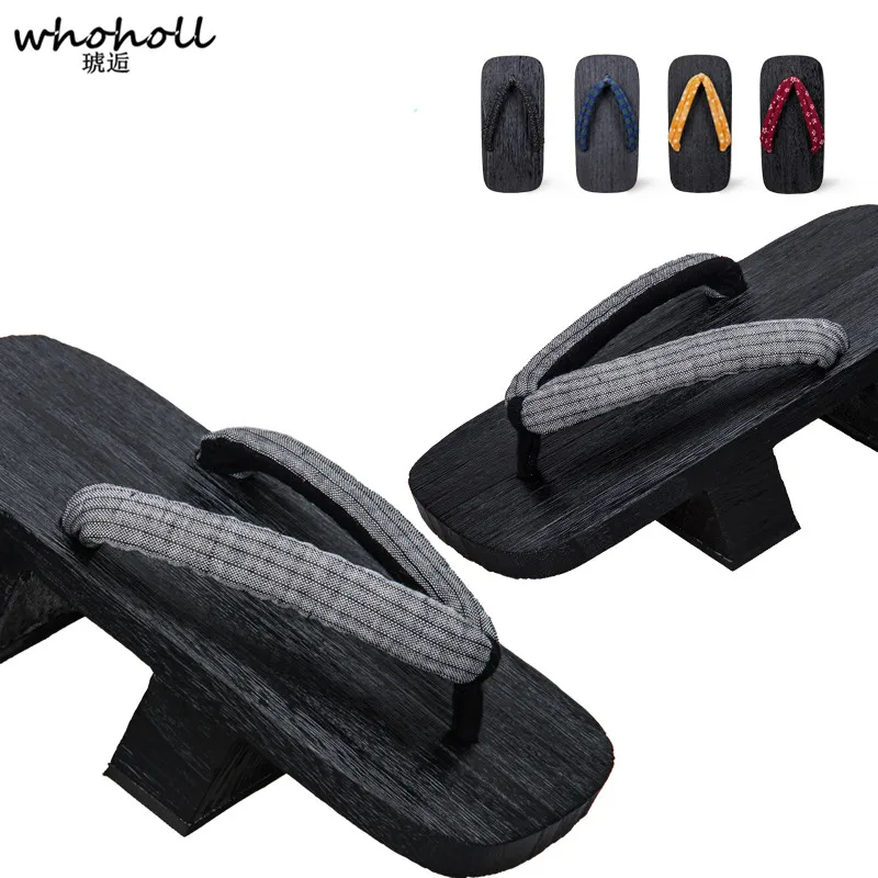 

WHOHOLL Original Geta Men's Two-teeth Japanese Clogs Thick Platform Wooden Geta Slippers Cosplay Special Novelty Kimono Shoes