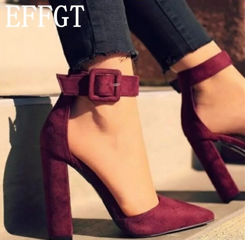 

EFFGT 2018 new summer fashion Woman party Shoes ankle Strap Heels Classic Heeled buckles Sandals Ladies Platform sandals