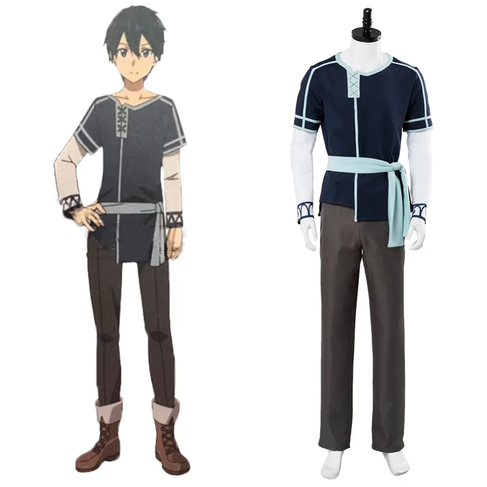 Sword Art Online Alicization Kazuto Kirigaya Kirito Cosplay Costume Outfit Adult Men Uniform Clothing Halloween Carnival Costume