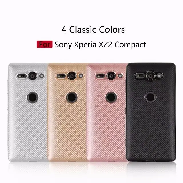 

Fashion Carbon Fiber Soft Gel TPU Back Cover case for Sony Xperia XZ2 Anti-Fingerprint Rubber case for Sony XZ2 Compact
