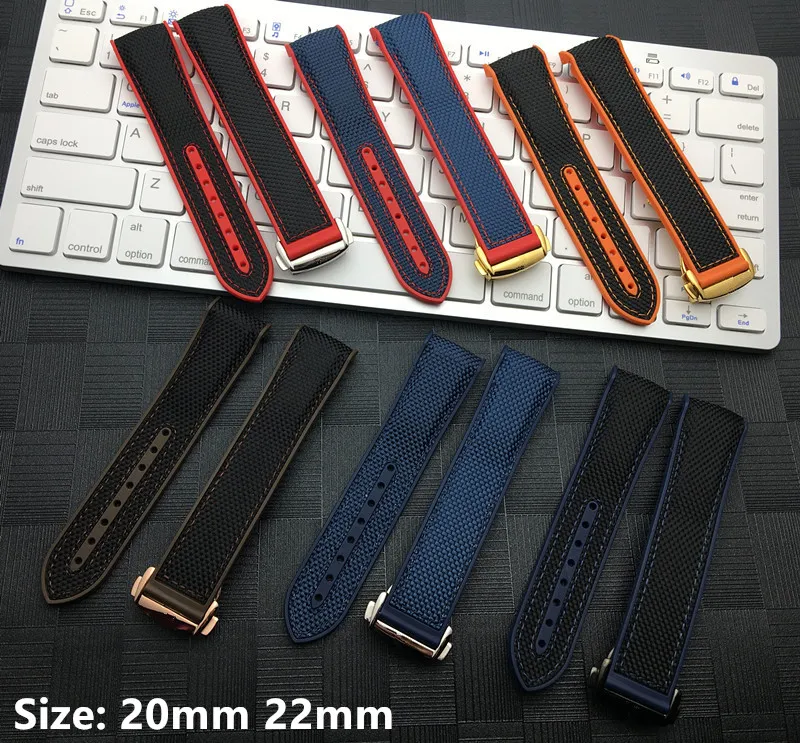 

20mm 22mm Rubber Bracelets fabric Nylon Watch band Perfert For Omega strap Seamaster 300 Speedmaster 8900 Planet Ocean watchband