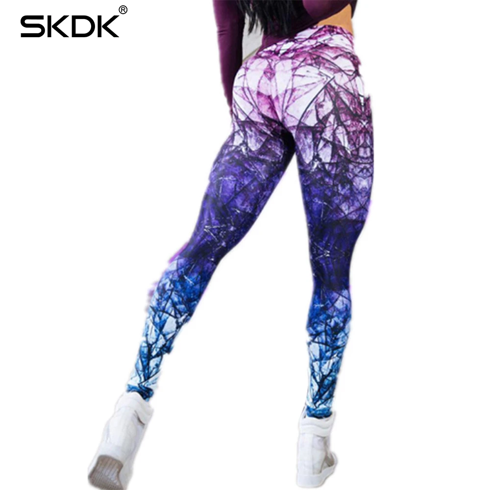 

SKDK Fashion Sexy High Waist Casual Sport Fitness Leggings Digital Printing Sports Pants For Women Gym Yoga Leggings Pants
