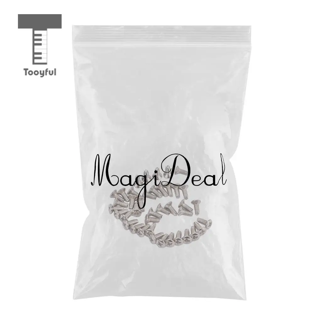 Tooyful  40 Pcs Switch Nickel Plated Flat Head Mounting Screws for Guitar Parts
