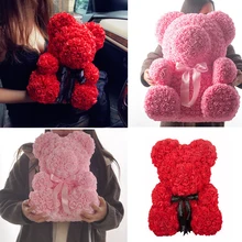 Искусственные цветы из пенополиэтилена, медведь, подарок на день Святого Валентина, День рождения, вечерние, свадебные украшения, подарок подруге, 25 см, США, Прямая поставка