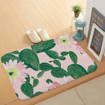 

Cactus Flowers Floor Mat Anti-slip Water Absorption Carpet Kitchen Mat Door Mat Kitchen Carpet Toilet Tapete Rug Porch Doormat