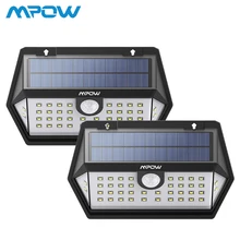 2 шт. в упаковке, Mpow 40 светодиодный датчик движения, солнечное освещение для сада, наружная, IP65, водонепроницаемая, 120, широкоугольная Сенсорная лампа, Solaire Exterieur