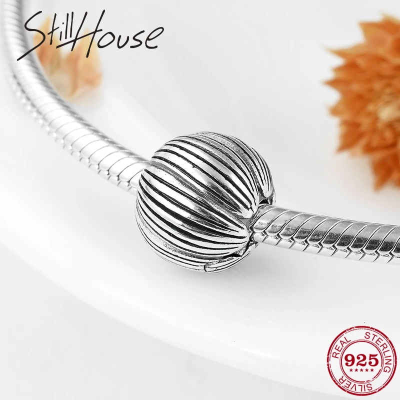 

Real 925 Sterling Silver Clips lock CZ charms Round Fashion Crack Beads Fit Original Pandora Charm Bracelet Jewelry Making