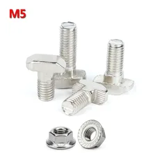 50 uds/lote M5 x12 M5 x16 M5 x20 de perno T tornillos estándar de la UE 2020 carril lineal de perfil de aluminio de 50 Uds M5 tuercas hexagonales para bridas opcional