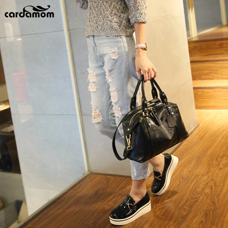 

Cardamom Boston Genuine Leather Women Handbags Cow Leather Messenger Bag High Quality Luxury Design Shoulder Bags