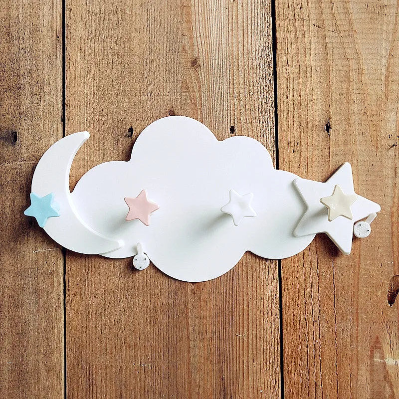 

Cloud Shelf Organizer Hook Adhesive Self-adhesive Wall Behind Door Hanging Clothes Plastic Clothing Non-folding Rack Single