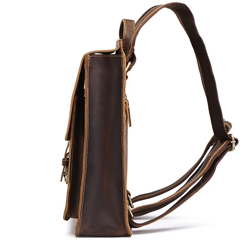 Title 4, Mochila de cuero Crazy Horse para hombre con cu...