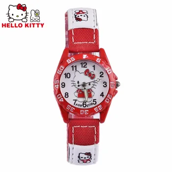 

Children Hello Kitty watch Quartz Wristwatch 2020 Pink&red&rose Red Hellokitty Clock 3 colors Leather Strap montre enfant