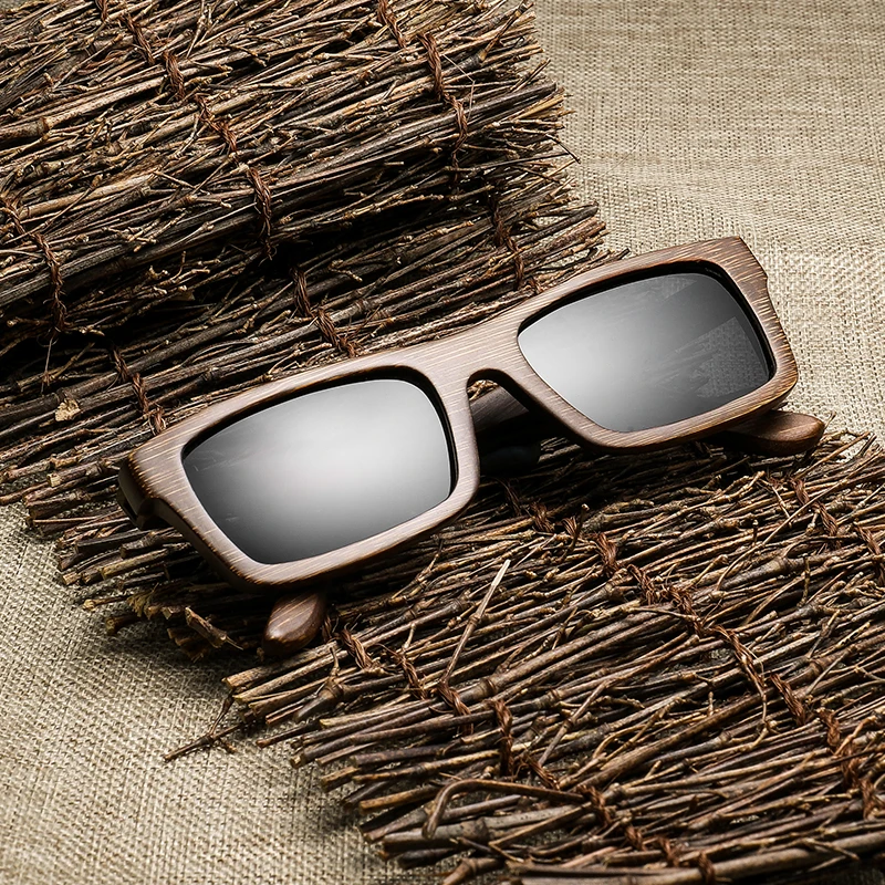 Quantidade de Madeira de Bambu Óculos de Sol para Homens Alta Clássico Marca Designer Polarizado Uv400 Eyewear