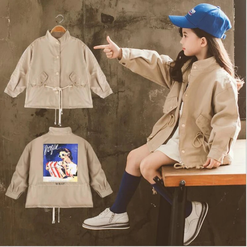 

2019 new children's windbreaker girls long coat