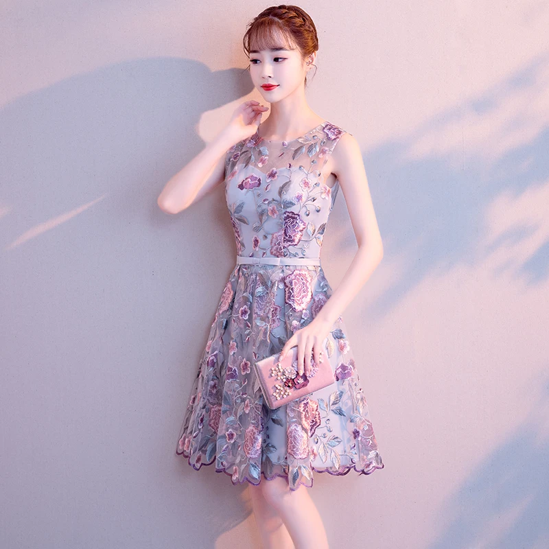 US $64.20 Flower Lace Homecoming Dresses Elegant ONeck Sleeveless Short Graduation Dresses 2019 Special Occasion Dresses