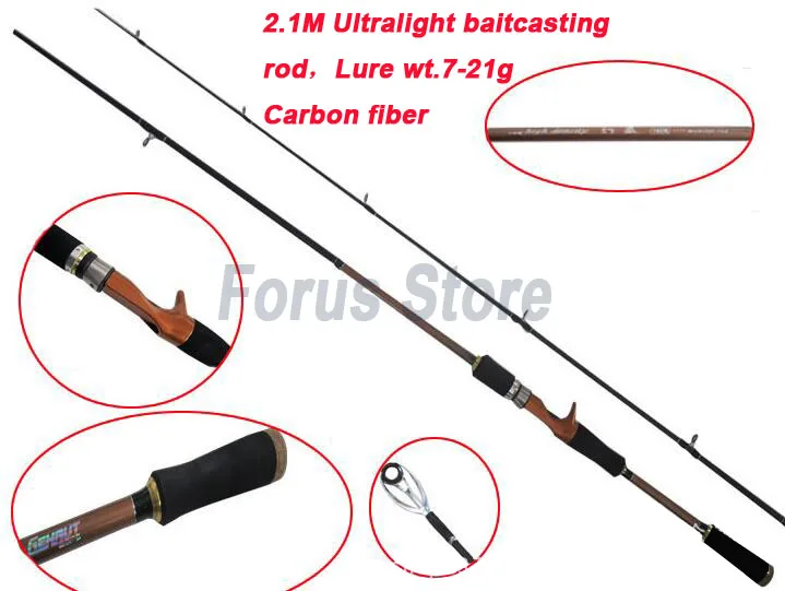 Ultra light casting rod 99 carbon 2.1m fishing rod baitcasting lure wt