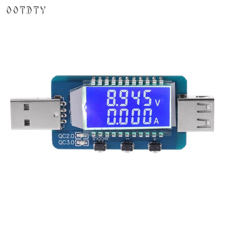 

OOTDTY QC2.0/QC3.0 Trigger USB Digital Electronic Scam Power Bank Quick Charger Trigger w/ Voltage Current Meter