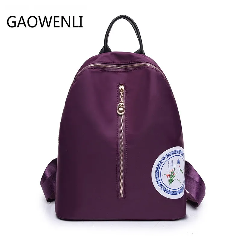 GAOWENLI Waterproof Nylon Canvas Large Capacity Backpacks Mochila School Bags Women Famous Brands Backpack for Teenage