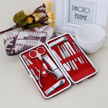 12Pc Professional Nail Cuticle Clippers Pedicure Manicure Cleaner Grooming Kit Case Tool Home Essential