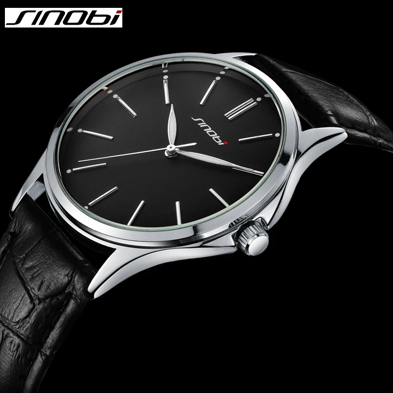 Ultra Thin Simple Fashion Casual Watch Japan Quartz Men Business Gentleman trend leather Strap Wristwatch Classic SINOBI 2016