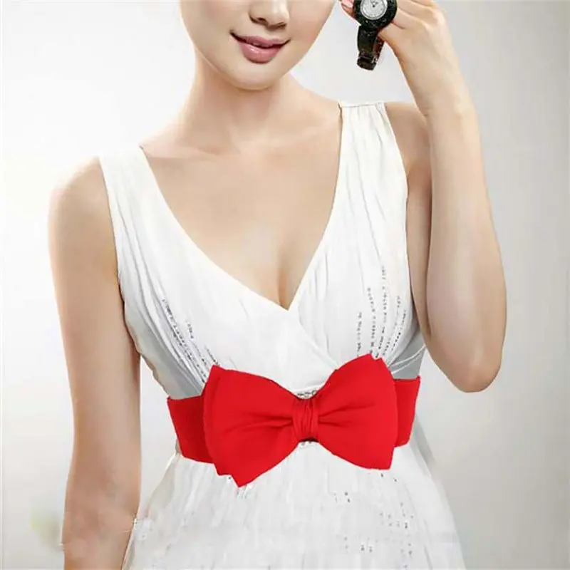 2019 bow-knot Women Fashion Bowknot Waistband Wide Elastic Stretch Waist Belt leather belts for women 40FE0114