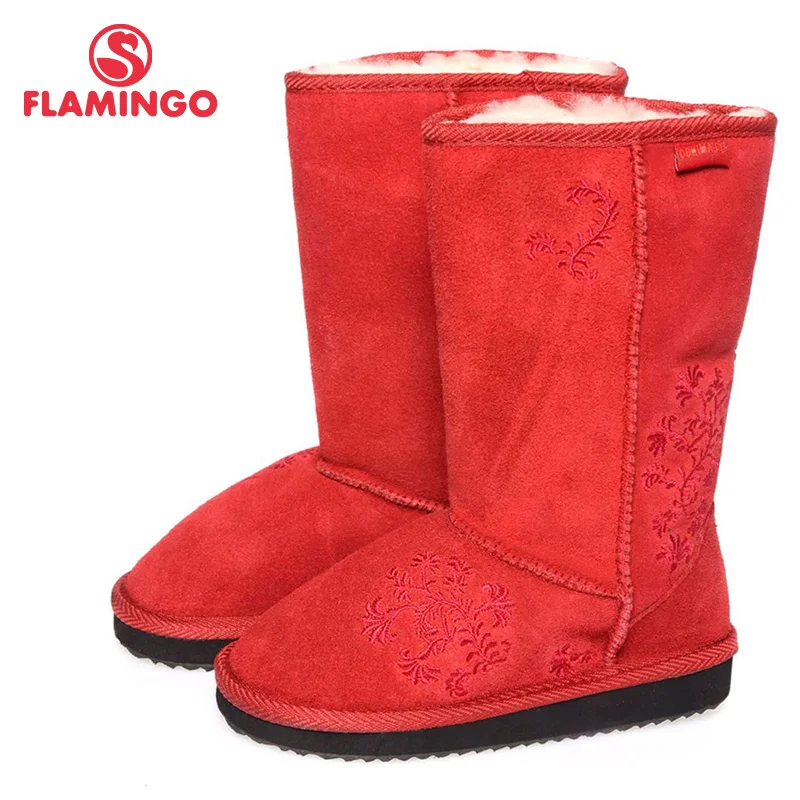 FLAMINGO quality fashion winter leather children's shoes for girl 2015 new collection anti-slip boots with natural wool JC11210 | Мать и