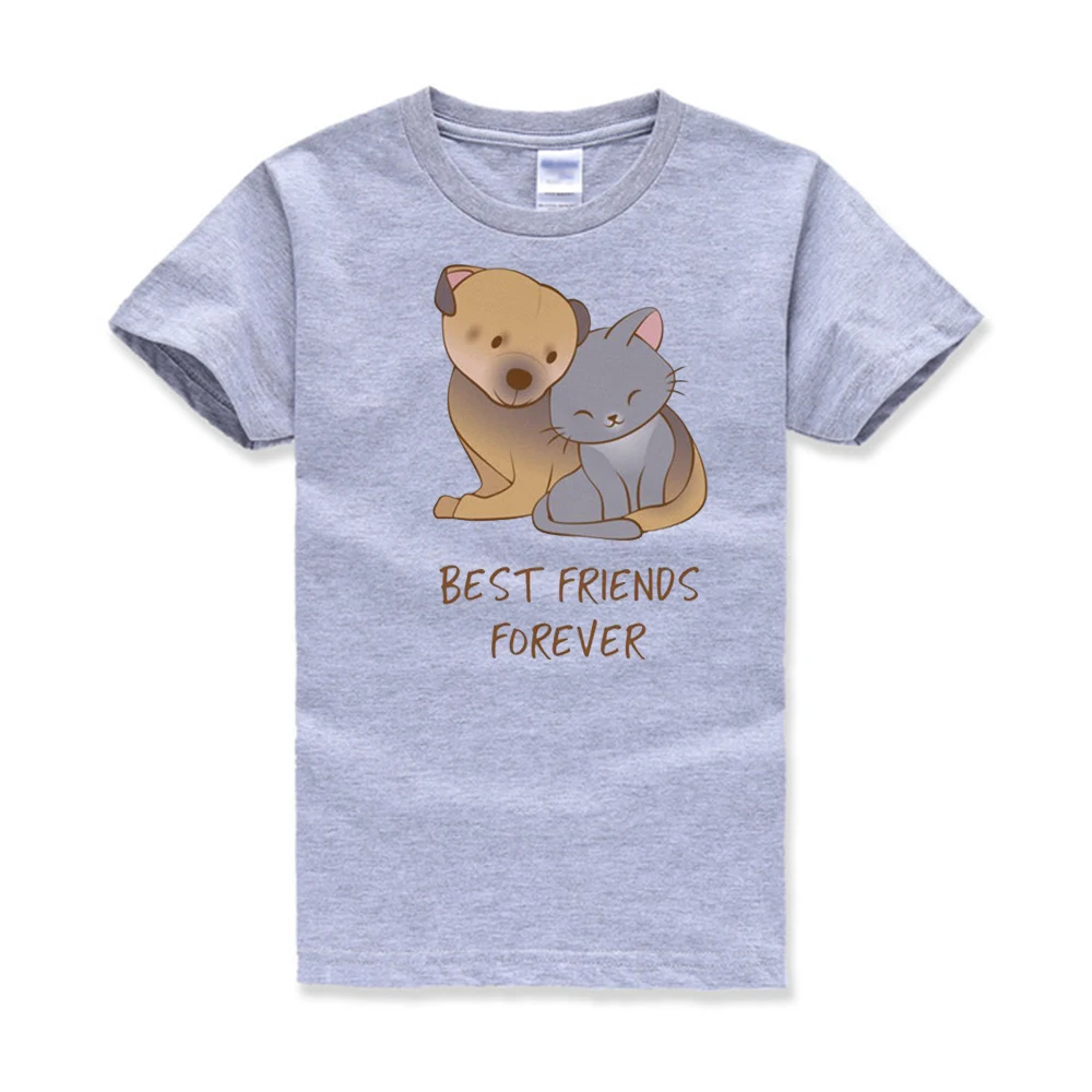 Best Friend T Shirt - Cat and Dog Kawaii Clothing / Cute Puppy Kitten Anime Graphic Tee Pet Lover Gift Idea