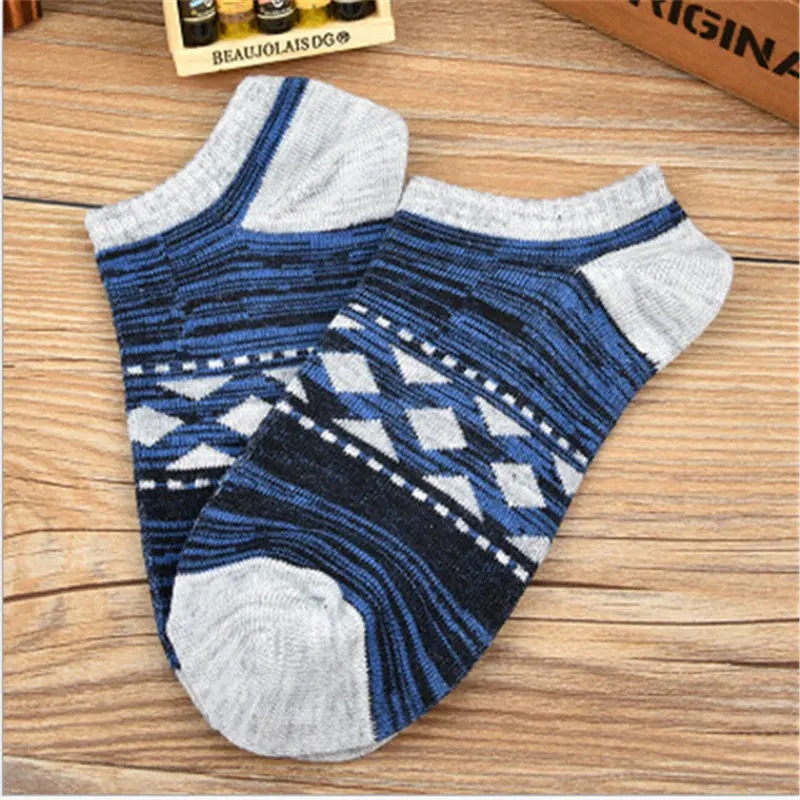 Men's Short Socks Stripe Retro Ethnic Style Male Ship Socks Low Cut Ankle Socks Cotton Breathable Comfortable Sports Socks Summer